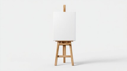 Premium photo of mockup of a blank canvas on an easel, set against a white background, perfect for art-related content and workshops.