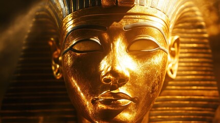 The enigmatic golden mask of Tutankhamun, pharaoh of ancient Egypt and legacy