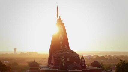 Beautiful aerial footage of Nageshwar Jyotirlinga during sunrise