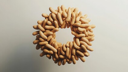 Obraz premium Peanut Circle: A captivating studio shot showcasing a unique circular arrangement of peanuts, artistically arranged to form an intriguing visual.
