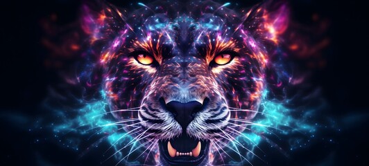 Galaxy Version of panther skull world,ai generative