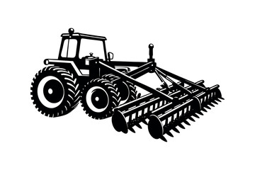Naklejka premium Rural Agriculture Silhouette Design Farming Machine and Equipment Vector cilpart 