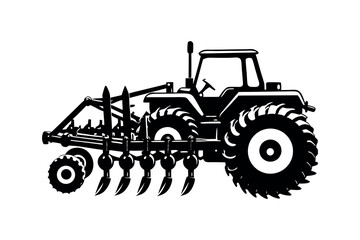 Rural Agriculture Silhouette Design Farming Machine and Equipment Vector cilpart 