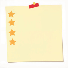 Naklejka premium Blank sticky note with stars for feedback in workspace, organization