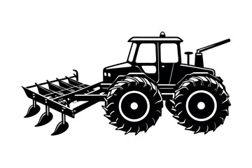 Agricultural Machinery Silhouette Clipart Farming Equipment and Tractor Vector Design