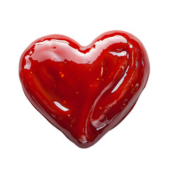 Glossy Heart Shaped Blob of Red Strawberry Jam or Gelatin with Shiny Surface
