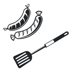 Sausage and Spatula Icon Design for Grill Branding