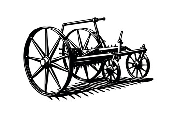 Agricultural Machinery Silhouette Clipart Farming Equipment and Tractor Vector Design