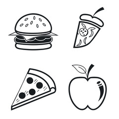 Minimal Food Outline Icons for Web Use