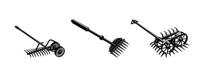 Farming Tools Silhouette Clipart Agricultural Vehicle and Machinery Vector Art Design set