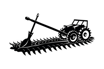 Agricultural Machinery Silhouette Clipart Farming Equipment and Tractor Vector Design