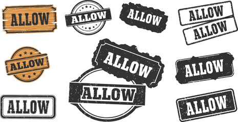 Fototapeta premium A collection of various allow stamps in different styles and textures on a plain white background space