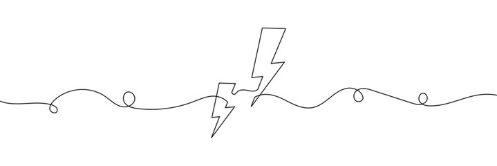 Lightning Bolt Continuous Line Art Illustration, Flash Illustration, continuous line electric icon. Single electric vector. Electric energy icon drawn one vector .Isolated white background. EPS 10 .