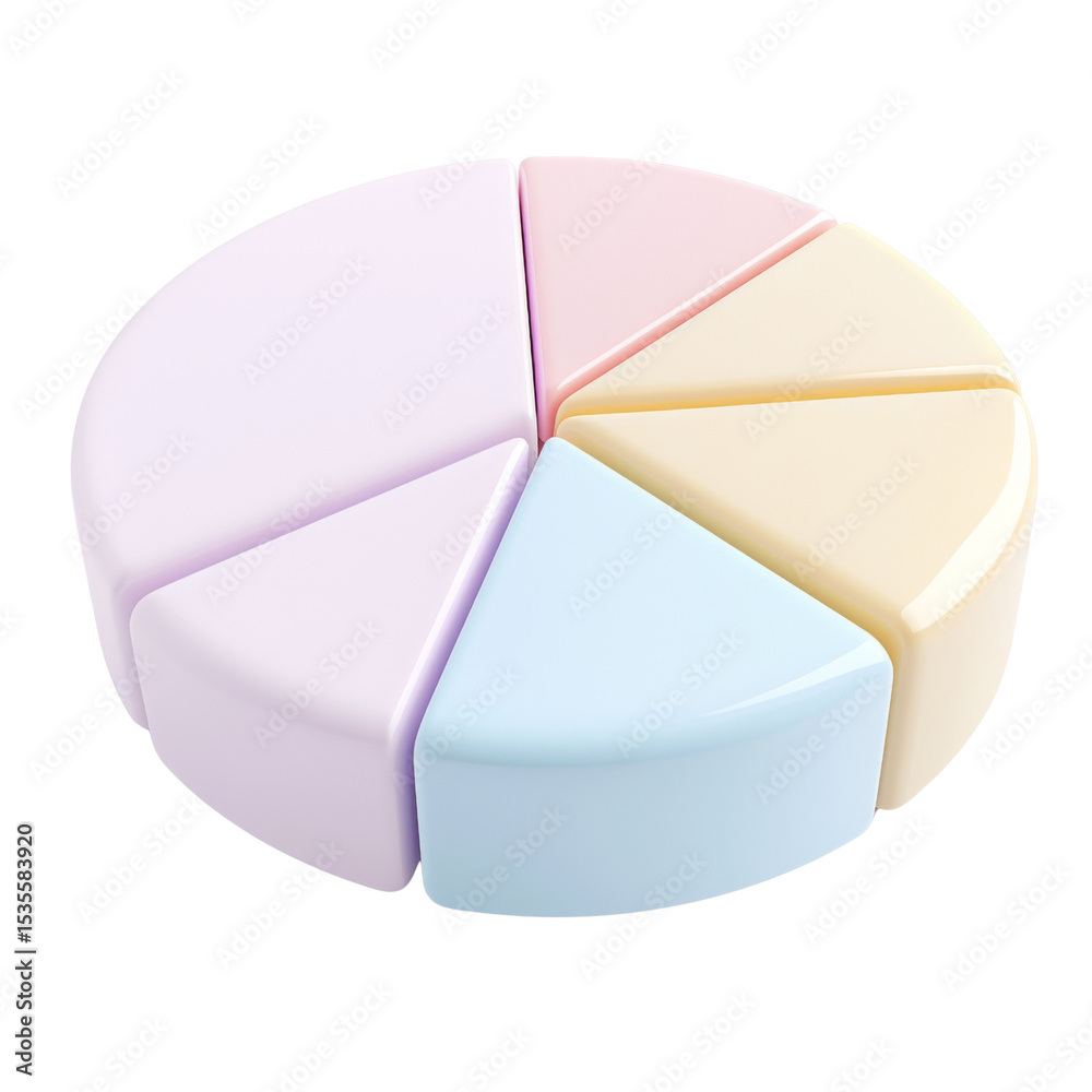 Aufkleber colorful pie chart with pastel segments representing data distribution. smooth, glossy finish adds m