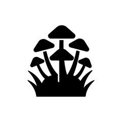 Fototapeta premium Mushroom Group with Grass for Nature Scene or Woodland Design