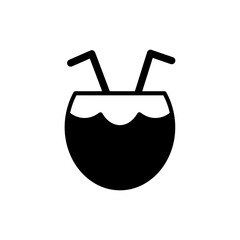 Coconut Drink with Straw, Tropical Beverage and Refreshment