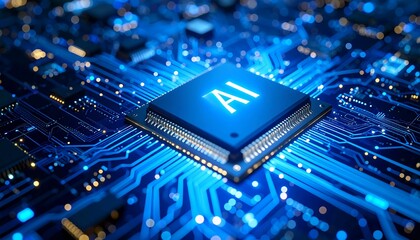 Fototapeta premium AI chip on circuit board