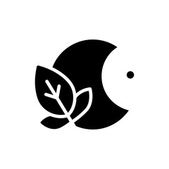 Obraz premium Plant Leaf Overlapping Moon for Nighttime Serenity and Nature