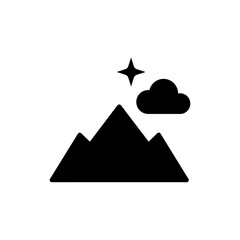 Mountain with Cloud and Star for Nature and Adventure Symbolism