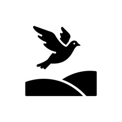 Bird Flying Over Hill for Peaceful Nature Scene