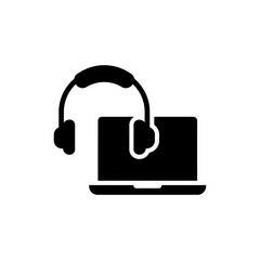 Headphone Next to Laptop for Focused Online Learning or Meeting