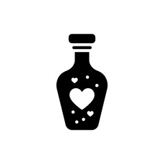 Love Bottle with Fizz and Hearts in Romantic Celebration