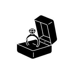 Diamond Ring in Open Box for Engagement or Romantic Proposal