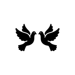 Doves Flying with Heart Symbol for Love and Peace