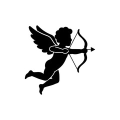 Fototapeta premium Cupid with Bow Aiming Arrow for Valentine's Day Celebration