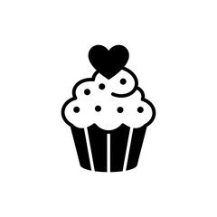 Cupcake with Heart Shaped Topper for Valentine's Day Celebration