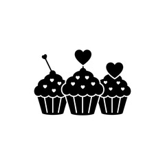 Trio of Cupcakes with Love Decorations for Special Occasions