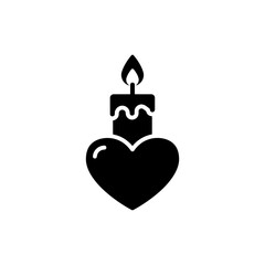 Burning Candle in Heart-Shaped Holder for Romantic Ambiance