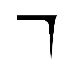 Icicle Hanging from Roof Edge with Sharp Frozen Water Droplets