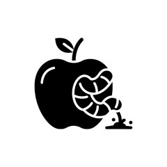 Worm Emerging from Apple, Organic Pest in Fruit