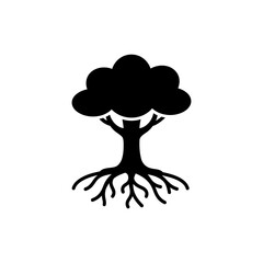 Tree Roots Branching Outward in Soil Close-up