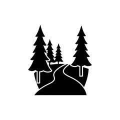 Trail Through Forest Trees in Natural Woodland Setting