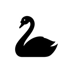 Swan with Arched Neck Elegant Bird in Tranquil Water Scene