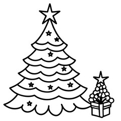 Christmas Day line art vector