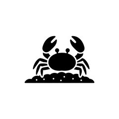Sand Crab Digging Burrow on Sandy Beach Shoreline