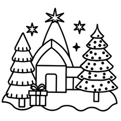 Christmas Day line art vector