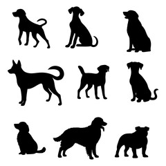 vector illustration. Set of printable dog sticker silhouettes.	

