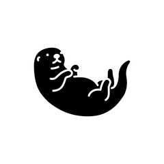 Otter Floating on Back Relaxed Wildlife Silhouette Icon