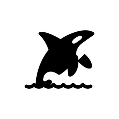 Orca Surfacing from Water Ocean Wildlife Silhouette Icon