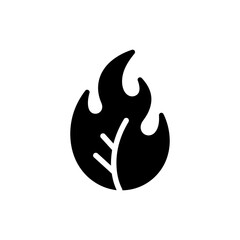 Flaming Leaf with Curved Tips Fire Nature Design Icon