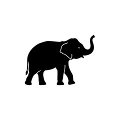 Elephant Walking with Lifted Trunk in Natural Habitat