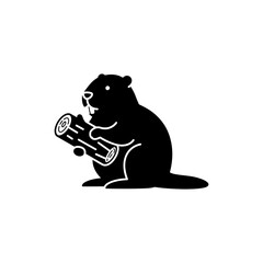 Beaver Holding Log in Paws Wildlife Animal Behavior Close-up