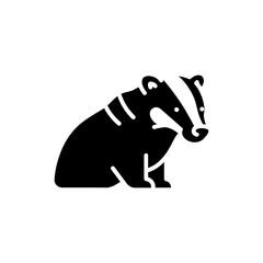 Badger Silhouette with Distinctive White Head Stripe Wildlife Icon © umar
