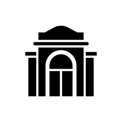 Theatre front facade with classic arch and traditional architectural style