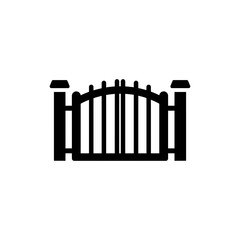 Iron Gate with Dual Side Supports and Ornamental Metal Design