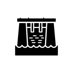 High Wall Dam Structure with Water Lines and Reservoir